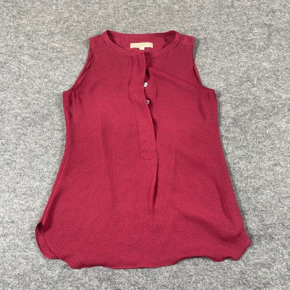LOFT Tops - Loft Top Womens Extra Small XS Purple‎ AOP Henley Sleeveless Lightweight Casual